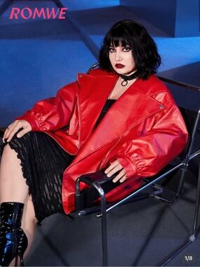 Red faux leather jacket